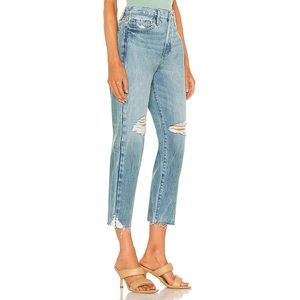 Frame Le Original High Rise Distressed Straight Jean In Limelight Chew